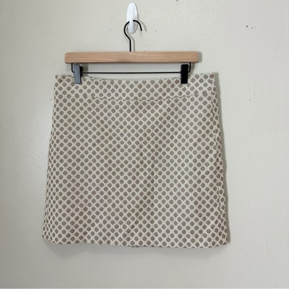 NWT LOFT Ecru Polka Dot Mini Skirt Latte Dot Taupe Cream Size 8